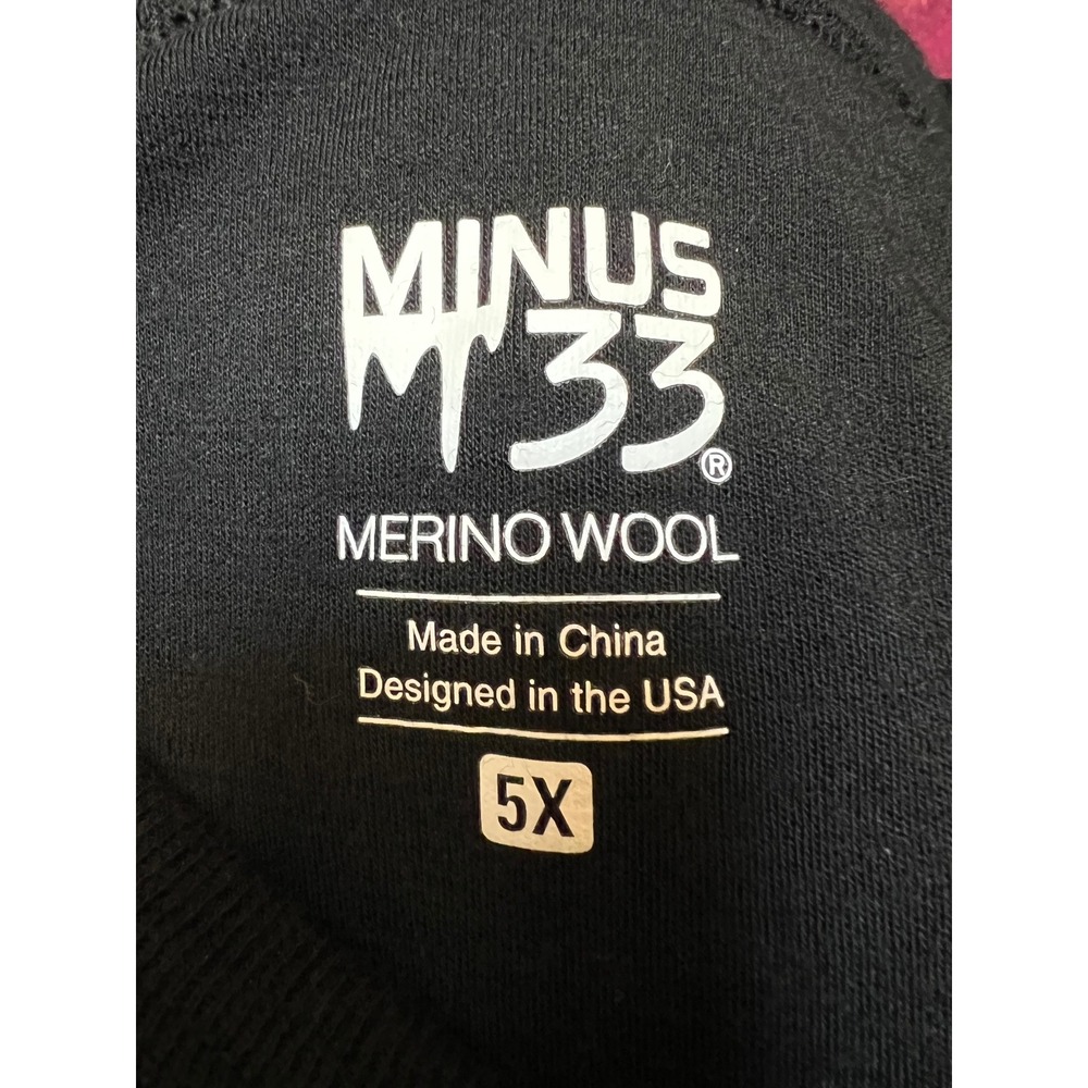 Minus 33 Base Layer Shirt Mens 5X Black Midweight 100% Superfine Merino Wool - Picture 8 of 9